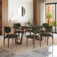 Adria Copa Cabana Black Stone 6 Seater Dinning Table With 6  Ollie Dining Chairs (Finish : Copa Cabana, Chair Colour : Deep Olive Velvet)