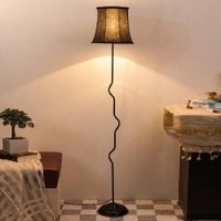 Dixie Black Fabric Floor Lamp with Black Iron Base