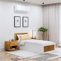 Hexa Engineered Wood Modern Single Bed With Headboard With Storage In Frosty White And Giant Wood