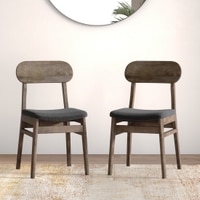 Lunar Solid Wood Dining Chair Set of 2 In Danish Walnut Finish With Urban Grey Fabric Colour