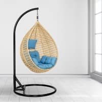 Rattan Egg Single Seater 6 Star Swing Chair Blue