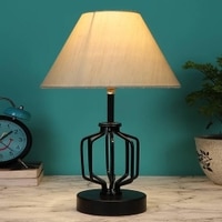 Aitana off-white cotton Table lamp with Iron Base