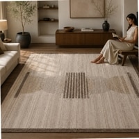 Handmade Wool Area Rug Modern Minimalist Beige 10 x 14 Feet Carpet