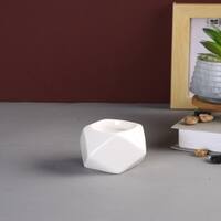 White Nordic style Geometric designed Candle Holder in White Colour