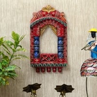 Desert Art Wooden Handpainted Red Jharokha Wall Frame 16 Inch