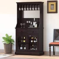 Riveria Solid Wood Free Standing Bar Cabinet in Mahogany Finish