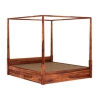 Victorian Rosewood Canopy King Size Bed With Drawer In Honey Oak Finish