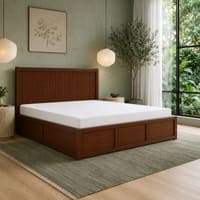 Nivaan Solid Wood Comfort King Bed Box Storage Provincial Teak Finish Mattress 72 x 78 Inches