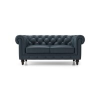 Winchester 2 Seater Luxury Italian Leather Sofa In Aegean Sea