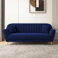 Rivo Velvet 3 Seater Sofa in Navy Blue Color
