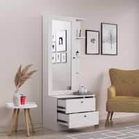 Hexa Red Wooden Dressing Table in Frosty White Colour