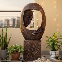 Buddha Face Shower Gold Wine Fiber Glass Indoor Fountain With Stand