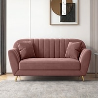Rivo Velvet 2 Seater Sofa In Peach Color