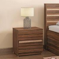 Rodrigues Bedside Table 2 Drawer Rolex Brown Colour