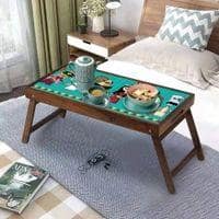 Cultural Mosaic Solid Wood Breakfast Table and Serving Tray In Multicolour