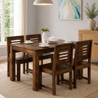 Charlie 4 Seater Dining Set In Teak Finish