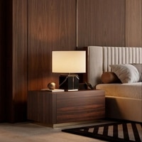 Tgere Series polished Bedside Table with Gold Base