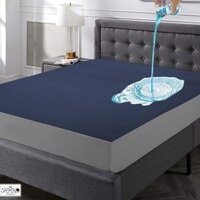 Cotton Feel Terry Fabric Waterproof Mattress Protector for Queen Size Mattress In Navy Blue color 75x60