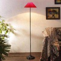 Mulan Red Fabric Floor Lamp with Black Iron Base