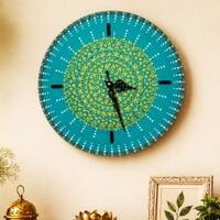 Blue Green Solid Wood Mandala Wall Clock By DisooFashions