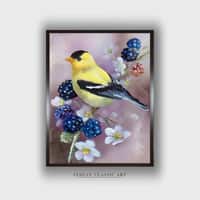 Blue Yellow Small Bird Floral Canvas Wall Prints Canvas Wall Prints Set of 1 Multicolor Matte