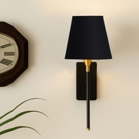 Devansh Metal Electric Wall Light in Black Colour with Black Shade Count of 1 Light