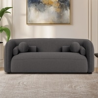 Zenol Boucle Fabric 2 Seater Sofa In  Dark Grey