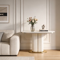 Rectilinear Metal Console Table in Off White Colour