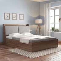Tyra Queen Bed Box Storage In Classic Walnut Finish