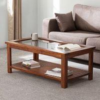 Claire Rectangular Solid Wood Coffee Table In Teak Finish