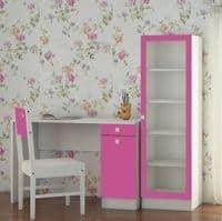 Celestia Kids Study Set with Desk Bookshelf and Wooden Chair in Barbie Pink Colour