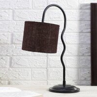 Brown Jute Zig Zag Curvy table lamp with Iron Base (SP39)