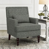 Lark Printed Human Canvas Fabric Lounge Chair in Green Colour