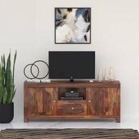 Woodwhiz Solid Wood Free Standing TV Unit in Teak Finish