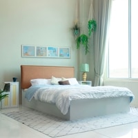 Namah Bed With Premium Leatherette Fabric And Hydraulic Storage - Queen Bed