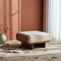 Anish Solid Wood Ottoman in Brown Colour