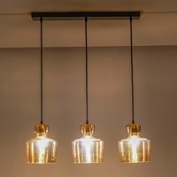 CORALIE Cluster Hanging Light In Amber Glass And Black Finish Metal