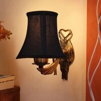 Devansh Gold Antique Wall Mounted Lamp With Black  Cotton Shade