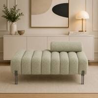 Doe Buck Luxury Boucle Accent Lounge Chair in Sage Colour with Black Metal Legs