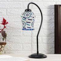 Multicolor Mosaic Glass Curvy Table lamp with Iron Base (EN20)