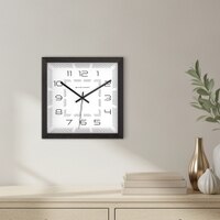 Square Modern Wooden Wall Clock with Graphic Dial Design