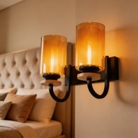 Eliante Modern Wall Lights Mild Steel, Wood, Glass & Glass Material Brown, Gold & Golden Finish