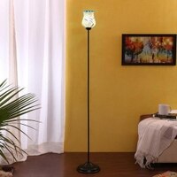 Opie Black Glass Shade Floor Lamp