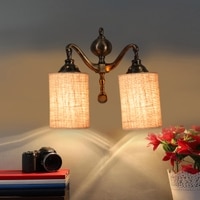 Devansh Metal Electric Wall Light in Beige Colour with Beige Shade Count of 2 Lights