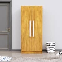 Hexa Red Wooden 2 Door Wardrobe with 4 Shelves in Giant Wood Colour