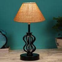 Kaylani Beige Jute Table lamp with Iron Base