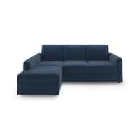 Apollo Sofa (Colour : Lapis Blue, Cushion : Hard, Back Type : Regular, Seating Capacity : Left Aligned 2 Seater + Left Aligned Chaise + Ottoman)