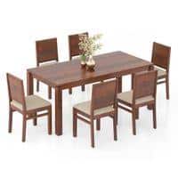 Atlas Solid Wood 6 Seater Dining Table with Atlas Dining chair Set