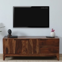 Sheesham Wood TV Unit In Provincial Teak Finish With Drawers