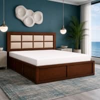 Eshaan Solid Wood Compact Queen Bed Box Storage Provincial Teak Finish Mattress 60 x 72 Inches